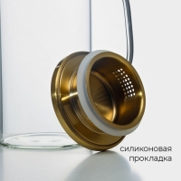 Кувшин для воды Magistro &laquo;Богема&raquo;, 1 л, 13&times;9&times;23 см, с металлической крышкой, стекло, прозрачный, золотой