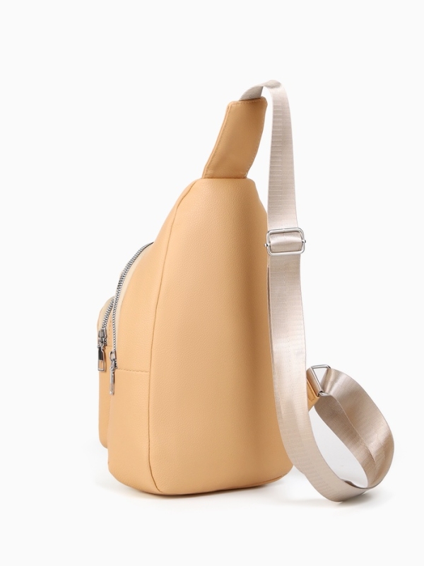 Рюкзак-слинг, 18*5,5*29 см, отд на молнии, 1 н/карман, бежевый