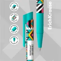 Ручка шариковая автоматическая ErichKrause ColorTouch Ornament, узел 0.7 мм, чернила синие, тонкое письмо, покрытие Soft Touch