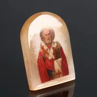 Икона Николай Чудотворец, 6х5 см, селенит