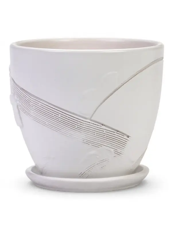 Горшок цветочный с поддоном 1,4 л, d15/h13 см белый керамика, "Голландия" (М)