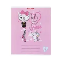 Тетрадь 18 листов в клетку "КотоДевочки", обложка бумага, текстура, блок офсет, МИКС