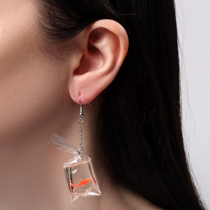 Серьги акриловые &laquo;Рыбка&raquo; в пакете, цвет оранжевый