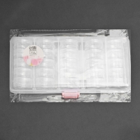 Набор баночек для рукоделия, 25 шт, d = 2,3 / 2,7 см, в контейнере со съёмными ячейками, 19 &times; 9,5 &times; 3,5 см, цвет прозрачный