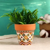 Горшок "Трапеция" терракот с узором, 9х9см, МИКС