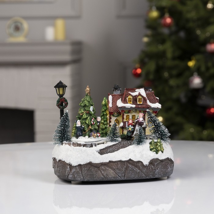 Светодиодная фигура &laquo;Новогодний город&raquo; 19 &times; 17 &times; 13 см, полистоун, батарейки ААх3 (не в комплекте), USB, свечение тёплое белое