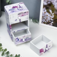 Шкатулка дерево комод "Эйфелева башня и лаванда" 19,5х11х8 см