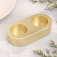 Подсвечник "Мрамор" из гипса для двух свечей овальный, 12х6х3см,золото