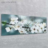 Часы настенные, модульные, серия: Цветы, "Весеннее цветение", 35х110  см