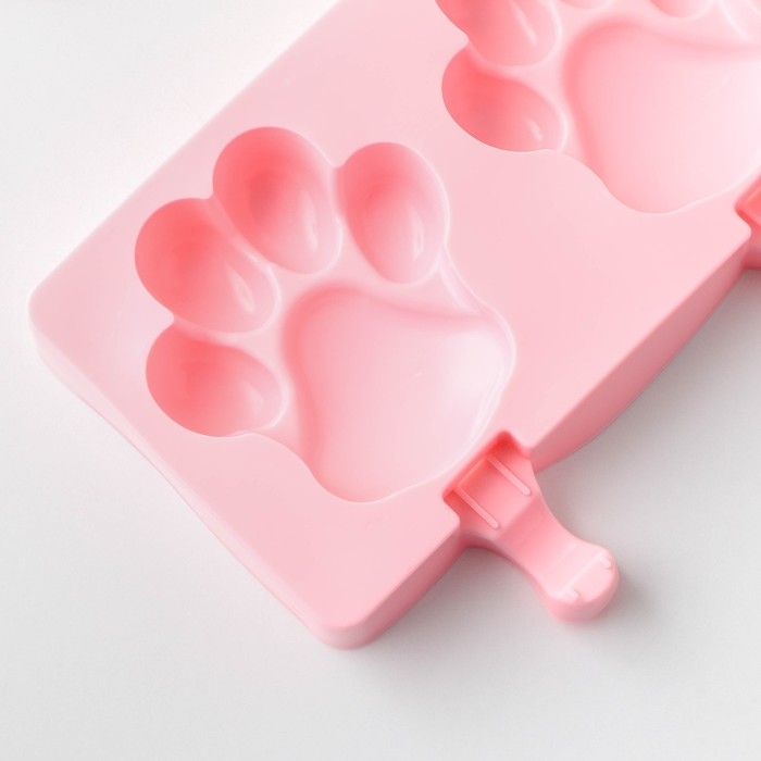Форма для мороженого &laquo;Лапки&raquo;, силикон, 26&times;14 см, 4 ячейки (8,5&times;8,5 см), цвет МИКС