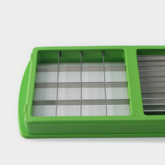 Тёрка с лотком Доляна &laquo;Фреш Флеш&raquo;, 7 насадок, 27&times;10&times;12 см, цвет зелёный, белый