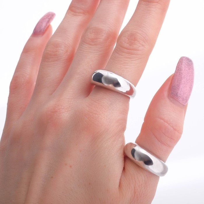 Кольцо &laquo;Минимал&raquo; двойное, цвет серебро, безразмерное