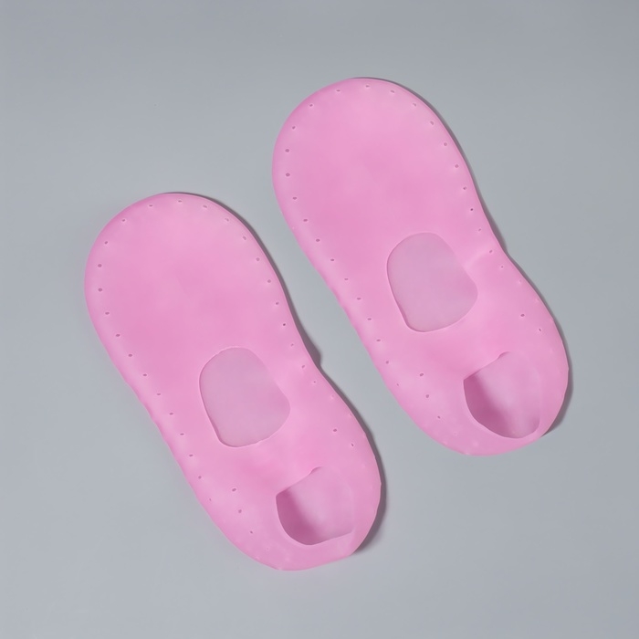 Носочки для педикюра, силиконовые, с перфорацией, с лямкой, размер L, цвет розовый