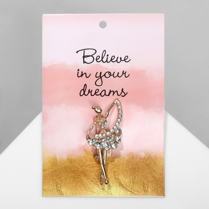 Брошь &laquo;Балерина&raquo; с лентой, цвет белый в золоте