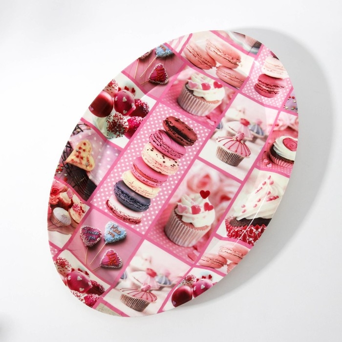 Поднос овальный Доляна &laquo;Макаруны&raquo;, 37&times;24&times;3 см, цвет МИКС