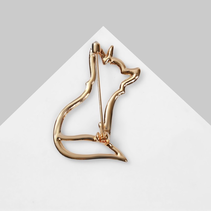 Брошь &laquo;Лиса сидящая&raquo;, цвет золото