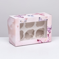 Коробка для 6 капкейков с окном , "Вдохновения", 25 х 17 х 10 см