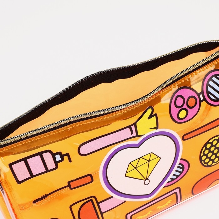 Косметичка на молнии, цвет оранжевый