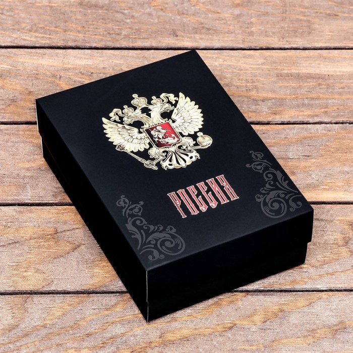 Коробка складная, крышка-дно, "Россия", софт тач, 21 х 15 х 7 см