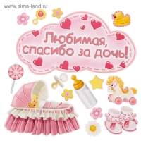 Набор магнитов на авто &laquo;Любимая, спасибо за дочь!&raquo;, на выписку