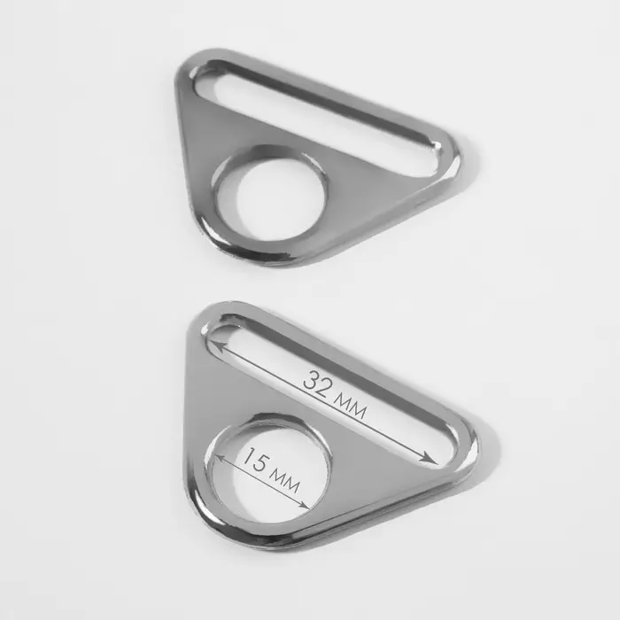 Полукольцо-пластина для сумки, 15/32 мм, 2 шт., цвет серебряный