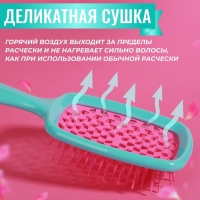 Расчёска массажная, широкая, вентилируемая, 8,5 &times; 20,5 см, PVC коробка, цвет бирюзовый/розовый