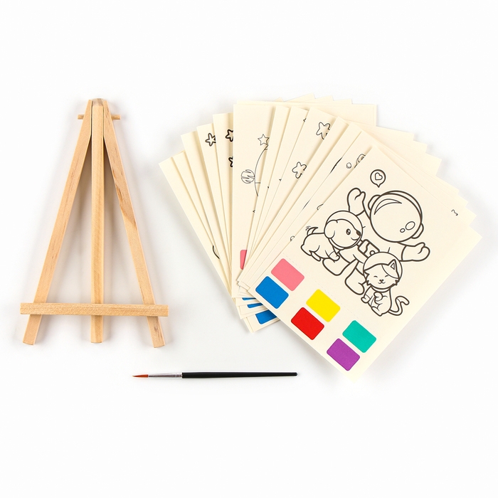 Водная раскраска &laquo;Космос&raquo;, с кисточкой и мольбертом, виды МИКС