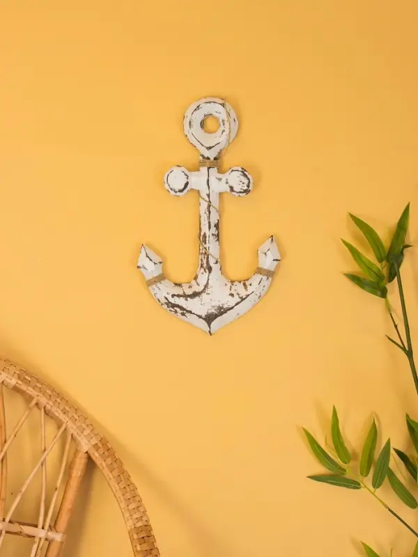 Декор интерьерный "Якорь" дерево 23х2х40 см, цв. бело-коричневый