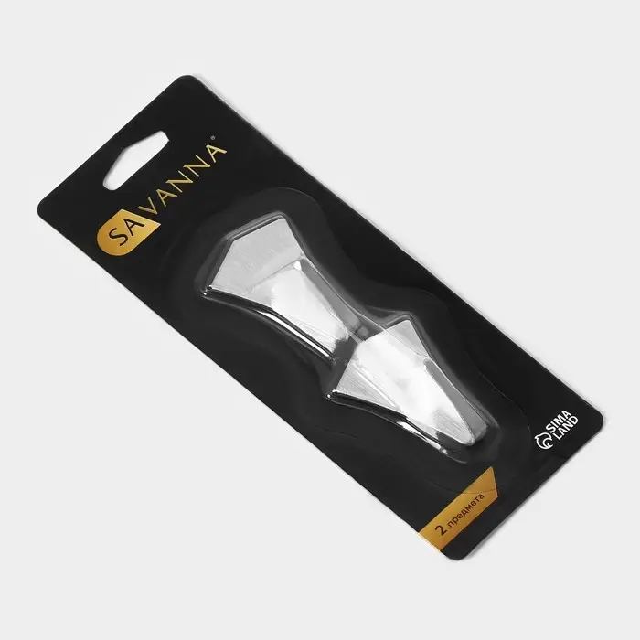 Крючки самоклеящиеся SAVANNA &laquo;Кристалл&raquo;, 2 шт., металл, 4.4&times;3&times;2 см, хромированные