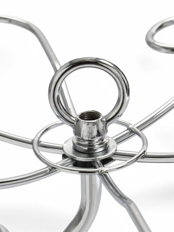 Подставка для бокалов, серебристая с коричневым основанием, на 6 бокалов