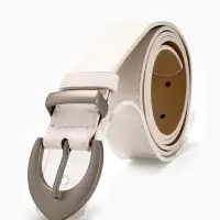 Ремень жен 05-01-02-01, Июнь2506, 3*0,3*110 см, без винта, пряж мат металл, 1 прокол, белый   109031