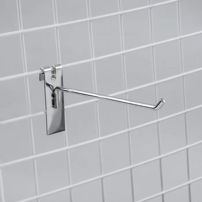 Крючок на сетку одинарный, d=6 мм, L=14 см, цвет хром