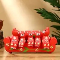 Сувенир "Кошачье семейство" дерево 20х5х10 см, цв. красный