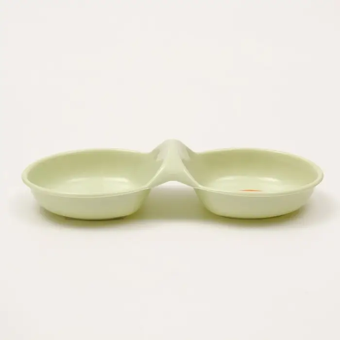 Миска пластиковая двойная 24 см х 11,5 см х 3 см зелёная