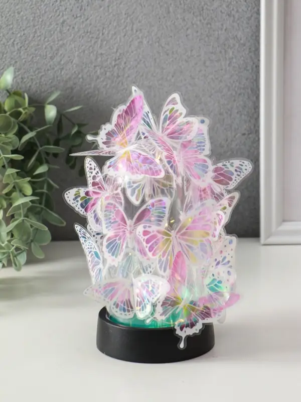 Сувенир пластик "Бабочки на колбе" LED 2хAG13 + наклейки бабочки 8,5х8,5х15 см