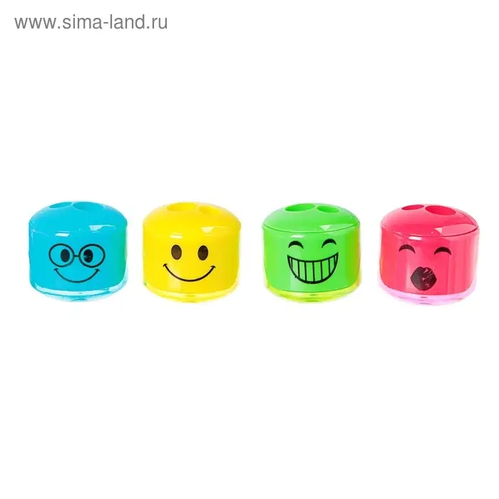Точилка с контейнером &laquo;Смайл&raquo;, двойная, корпус МИКС