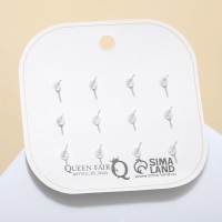 Пусеты 6 пар &laquo;Ассорти&raquo; мишки и сердечки, цвет розово-голубой в серебре