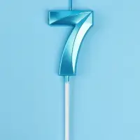 Свеча в торт на шпажке &laquo;Грань&raquo;, цифра 7, голубая, 5 см