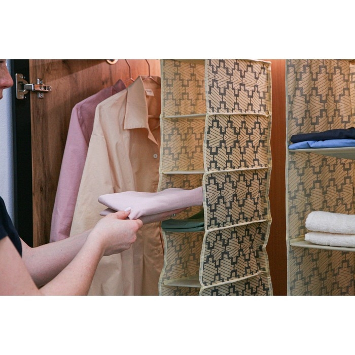 Органайзер подвесной Доляна &laquo;Гэтс&raquo;, 5 отделений, 30&times;15&times;70 см, цвет бежевый