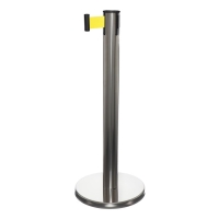 Стойка ограждения сер с вытяжной лентой-280см ЖЕЛТ,высота-90см,d- 6см,напольный d-32см