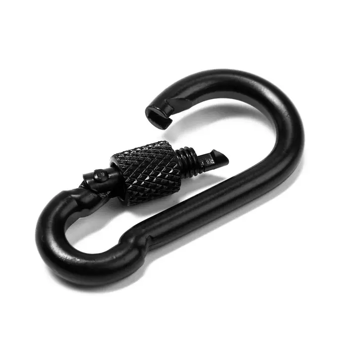 Карабин монтажный с фиксатором ТУНДРА krep, DIN5299D, 5&times;50 мм, черный, 1 шт.