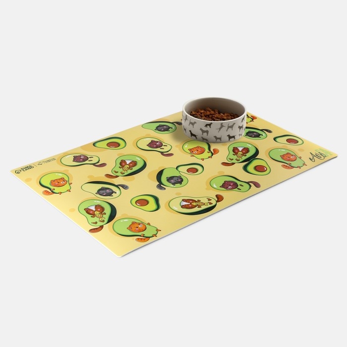 Коврик под миску нескользящий &laquo;Авокадо кот&raquo;, 43х28 см