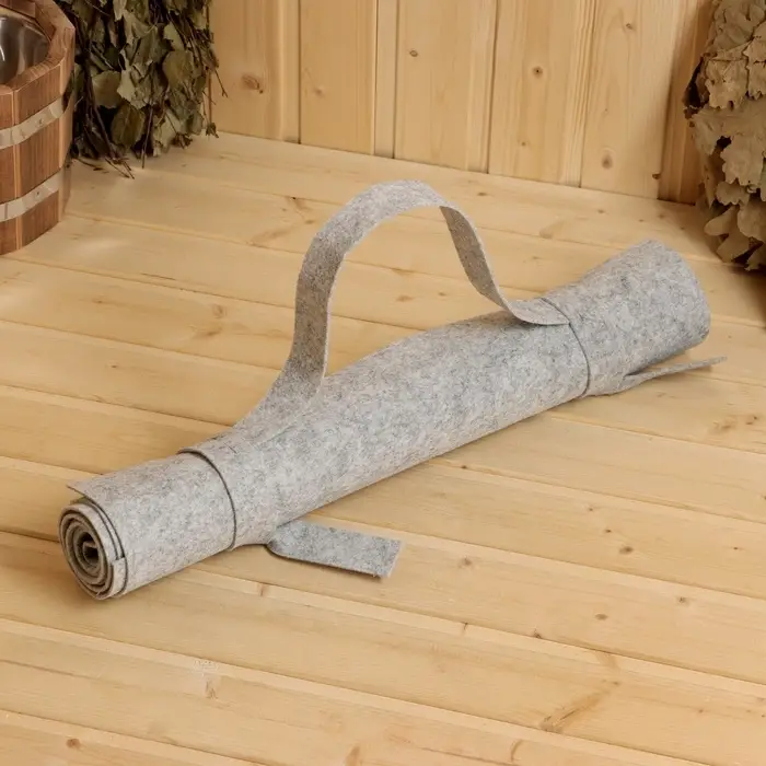 Коврик - лежак для бани и сауны, 160&times;55 см, войлок, светло-серый, &laquo;Добропаровъ&raquo;