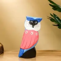 Набор сувенирный &laquo;Совы&raquo;, h=18 см, h=14 см, h=11 см, дерево, розово-синий