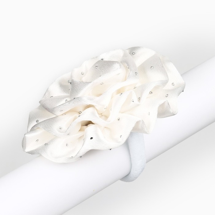 Выпускной. Бант для волос на резинке, белый, 11 см, Принцессы