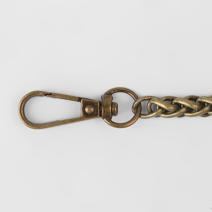 Цепочка для сумки, с карабинами, железная, 7 &times; 7 мм, 120 см, цвет бронзовый