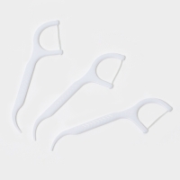 Зубочистки с зубной нитью Доляна, набор 50 шт., пластик, шелковина, белые