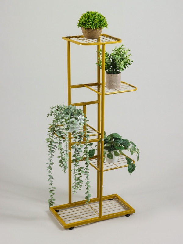 Подставка для цветов Greengo, 5 полок, 44 &times; 22 &times; 95 см, напольная, металл, цвет золотой