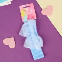 Повязка для волос "Выбражулька" прозрачный бант звёзды, 16х3 см, голубой