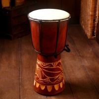 Сувенирный музыкальный инструмент "Барабан Джембе Узоры" 30х15х15 см   МИКС